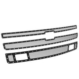 Coolstuffguru Compatible with Chevy Silverado 1500 Rivet Style Mesh Black Upper & Lower Grille Inserts 3PCs