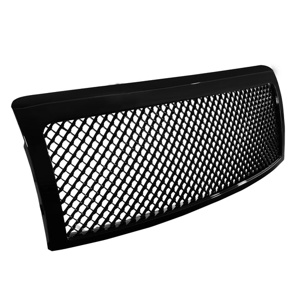 Coolstuffguru Compatible with Ford F150 F-150 Pickup Front Bumper Hood Grille Polished Black ABS Replacement