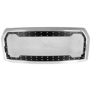 Coolstuffguru Chrome Mesh Rivet Front Bumper Hood Grille w/ Shell Compatible with Ford F150 2015-2017