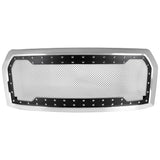 Coolstuffguru Chrome Mesh Rivet Front Bumper Hood Grille w/ Shell Compatible with Ford F150 2015-2017