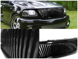 Coolstuffguru Compatible with Ford F150 Expedition Glossy Black Hood Vertical Grill Grille ABS