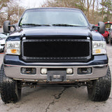 Coolstuffguru Compatible with Ford F250 F350 Super Duty Excursion SS Rivet Mesh Front Bumper Hood Grille Black