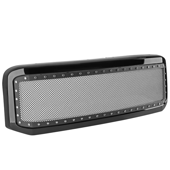 Coolstuffguru Compatible with Ford F250 F350 Super Duty Excursion SS Rivet Mesh Front Bumper Hood Grille Black