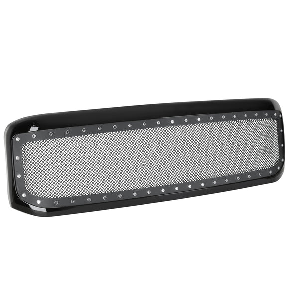 Coolstuffguru Compatible with Ford F250 F350 Super Duty Excursion Black Mesh Rivet Style SS Bumper Hood Grille