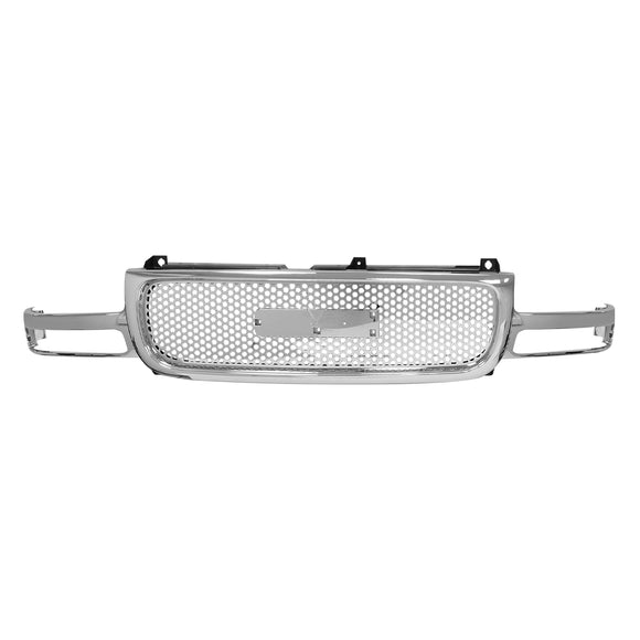 Coolstuffguru Compatible with GMC Yukon Xl Sierra Upper Round Hole Mesh Hood Grille Chrome