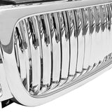 Coolstuffguru Compatible with GMC Yukon XL Chrome Clear Headlights+Bumper Lamps+Vertical Hood Grille