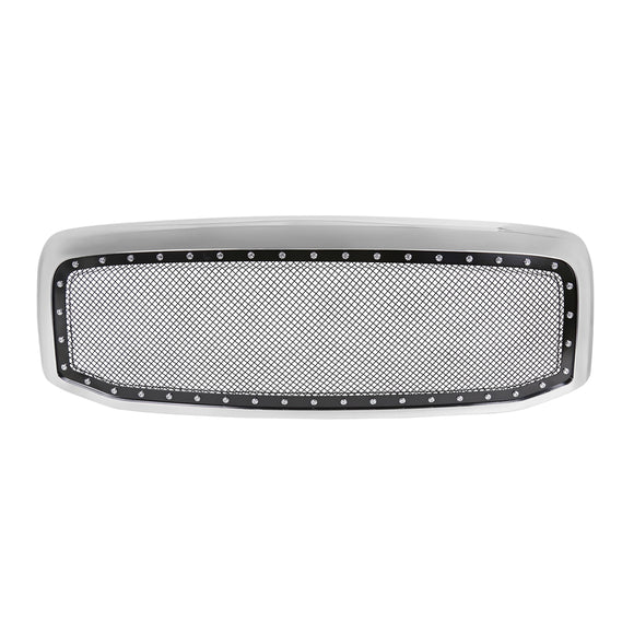 Coolstuffguru Compatible with Dodge Ram 1500 2500 3500 Chrome Rivet Style SS Wire Mesh Grille+Shell