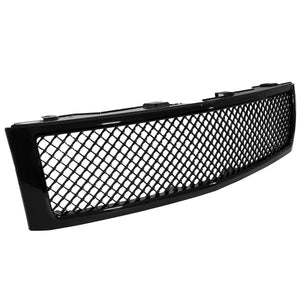 Coolstuffguru Compatible with Chevy Silverado 1500 Glossy Black Front Bumper Hood Mesh Grille Grill ABS 1 PC