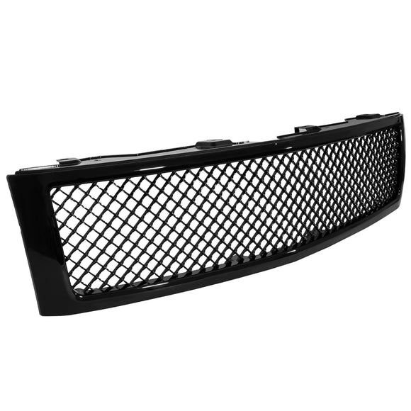 Coolstuffguru Compatible with Chevy Silverado 1500 Glossy Black Front Bumper Hood Mesh Grille Grill ABS 1 PC