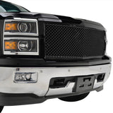 Coolstuffguru Compatible with Chevy Silverado 1500 Black ABS Front Bumper Mesh Hood Grill Grille