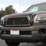 Coolstuffguru Glossy Black Stainless Steel Mesh Rivet ABS Bumper Hood Grille Compatible with 2005-2011 Toyota Tacoma