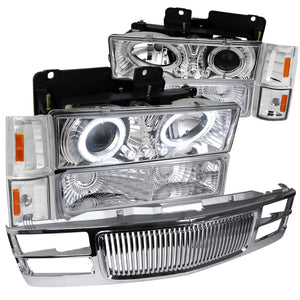 Coolstuffguru Compatible with Gmc Chevy C/K 1500 Chrome Led Halo Pro Headlight, Corner, Bumper Lamp, Grill