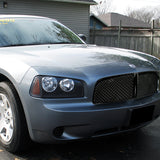 Coolstuffguru Compatible with Dodge Charger Black Headlights+Corner Signal Lamps+Mesh Front Hood Grille