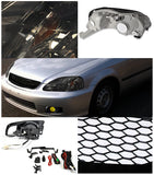 Coolstuffguru Compatible with Honda Civic Dx Ex Lx Si, Smoked Lens Headlights, Black Grill, Yellow Fog Lig