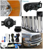 Coolstuffguru Compatible with Dodge Ram 1500/2500/3500 Chrome Headlights+Vertical Grill+Clear Fog Lights