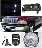 Coolstuffguru Compatible with Dodge Ram 1500 2500 3500 Chrome Headlights, Fog Lights, Chrome Vertical Gril