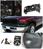 Coolstuffguru Compatible with Dodge Ram 1500/2500/3500 Smoke Headlights+Fog Lamps+Black Vertical Grill