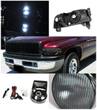 Coolstuffguru Compatible with Dodge Ram 1500/2500/3500 Smoke LED Headlights+Fog Lamps+Black Vertical Grill