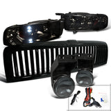 Coolstuffguru Compatible with Dodge Ram 1500/2500/3500 Smoke LED Headlights+Fog Lamps+Black Vertical Grill