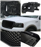 Coolstuffguru Compatible with Ford F150 Smoke Crystal Headlights+Black Mesh Hood Grille