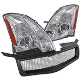 Coolstuffguru Compatible with Nissan Maxima Chrome Projector Headlights Lamp+Black Front Hood Grille Grill