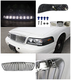 Coolstuffguru Compatible with Frod Crown Victoria Black LED Proejctor Headlights+Chrome Hood Grill