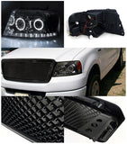 Coolstuffguru Compatible with Ford F150 Smoke Halo R8 LED Projector Headlights+Black Mesh Hood Grille