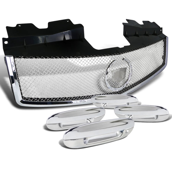 Coolstuffguru Compatible with Chrome Cadillac CTS Stainless Steel Mesh Grill Grille+Door Handle Covers