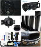 Coolstuffguru Compatible with Dodge RAM Smoke Headlights+Fog Bumper Lamp+Black Grill