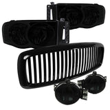 Coolstuffguru Compatible with Dodge RAM Smoke Headlights+Fog Bumper Lamp+Black Grill