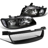 Coolstuffguru Compatible with Nissan Sentra JDM Black Clear Headlights+Mesh Bumper Hood Grille