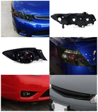 Coolstuffguru SMOKED HEADLIGHTS+FOG LAMP +GLOSSY BLACK TAIL LIGHTS+GR Compatible with 2006-2008 CIVIC 2DR