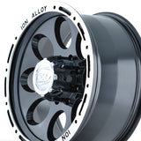 1 X ION 174 15X8 6-139.7 106 Hub -27 Offset Black Wheel Rim
