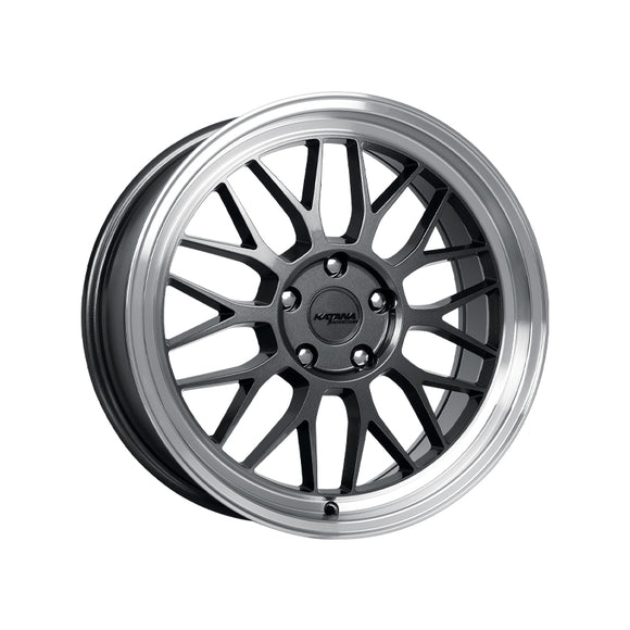 1 X Katana Racing KR06 18X8 5X114.3 73.1 Hub 6.07 Offset Glossy Gun Metal Machine Lip Wheel Rim