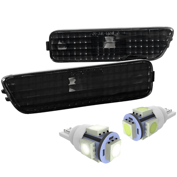 Coolstuffguru Compatible with Vw 99-05 Golf/Jetta Mk4 Black Side Marker Bumper Lights+White T10 Led Bulbs