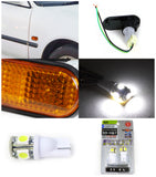 Coolstuffguru Compatible with Honda 92-95 Civic Amber Flat Fender Side Markers+White T10 Led Bulbs