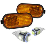 Coolstuffguru Compatible with Honda 92-95 Civic Amber Flat Fender Side Markers+White T10 Led Bulbs