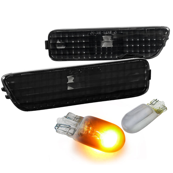 Coolstuffguru Compatible with Vw 99-05 Golf/Jetta Mk4 Black Side Marker Bumper Lights+T10 Chrome/Amber Bul