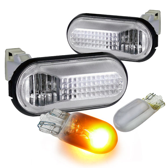 Coolstuffguru Compatible with Honda 92-95 Civic Dome Fender Clear Side Marker Lights+T10 Chrome Amber Bulb