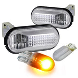 Coolstuffguru Compatible with Honda 92-95 Civic Dome Fender Clear Side Marker Lights+T10 Chrome Amber Bulb