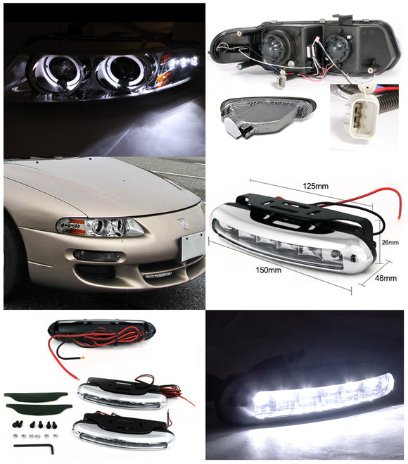 Coolstuffguru Compatible with Dodge Avenger Sebring Projector Chrome Headlights+Smoke Bumper+LED DRL Fog L