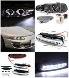 Coolstuffguru Compatible with Dodge Avenger Sebring Projector Chrome Headlights+Smoke Bumper+LED DRL Fog L
