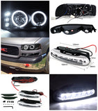 Coolstuffguru Compatible with Gmc Sierra, Yukon Xl Slt, Black Projector Headlights, Bumper Lights, Led Drl