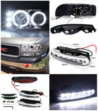 Coolstuffguru Compatible with Gmc Yukon Xl Slt Chrome Halo Led Proj Headlights, Bumper Lights, Drl Fog Lam