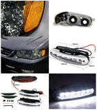 Coolstuffguru Compatible with Corolla Smoke Crystal Headlights+Corner Turn Signal+LED DRL Fog Lamps
