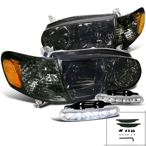 Coolstuffguru Compatible with Corolla Smoke Crystal Headlights+Corner Turn Signal+LED DRL Fog Lamps