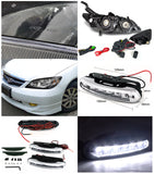 Coolstuffguru Compatible with Honda Civic JDM Black Headlight+Yellow Fog Lamp+Bumper Light LED DRL 6000K