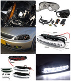 Coolstuffguru Compatible with Civic JDM Coupe Sedan Smoked Headlight+Yellow Fog Lamp+LED DRL White