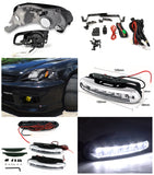 Coolstuffguru Compatible with Honda Civic Coupe Sedan Black Headlight+Yellow Fog Lamp+LED White DRL