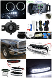 Coolstuffguru Compatible with Dodge Ram 1500 Projector Black Headlights+Smoke Fog Lamps+DRL LED Bumper Lig